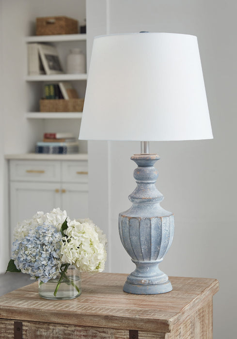Cylerick - Terracotta Table Lamp - Antique Blue – Table Lamps by Signature Design by Ashley® at Furniture Wholesale Plus , Nashville furniture store
