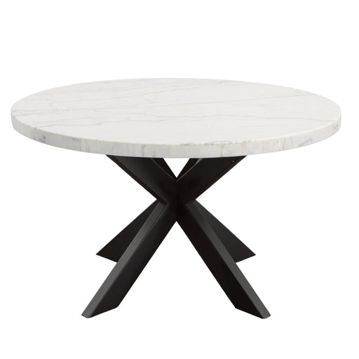 Xena - Marble Top Round Table - White / Black – Dining Tables by Steve Silver Furniture at Furniture Wholesale Plus , Nashville furniture store