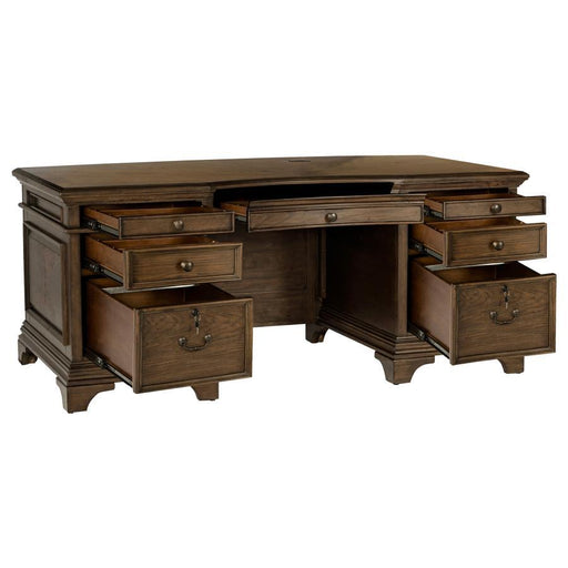 Hartshill - 7-Drawer Executive Desk - Burnished Oak - Premium Writing Desks from CoasterElevations - Just $1699! Shop now at Furniture Wholesale Plus  We are the best furniture store in Nashville, Hendersonville, Goodlettsville, Madison, Antioch, Mount Juliet, Lebanon, Gallatin, Springfield, Murfreesboro, Franklin, Brentwood
