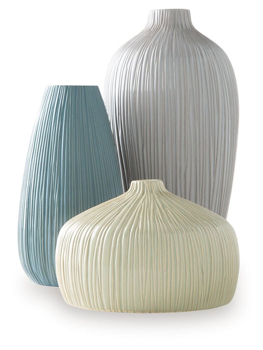Eiderman - Vase Set (Set of 3) - Gray / Blue / Green – Vases & Jars by Signature Design by Ashley® at Furniture Wholesale Plus , Nashville furniture store