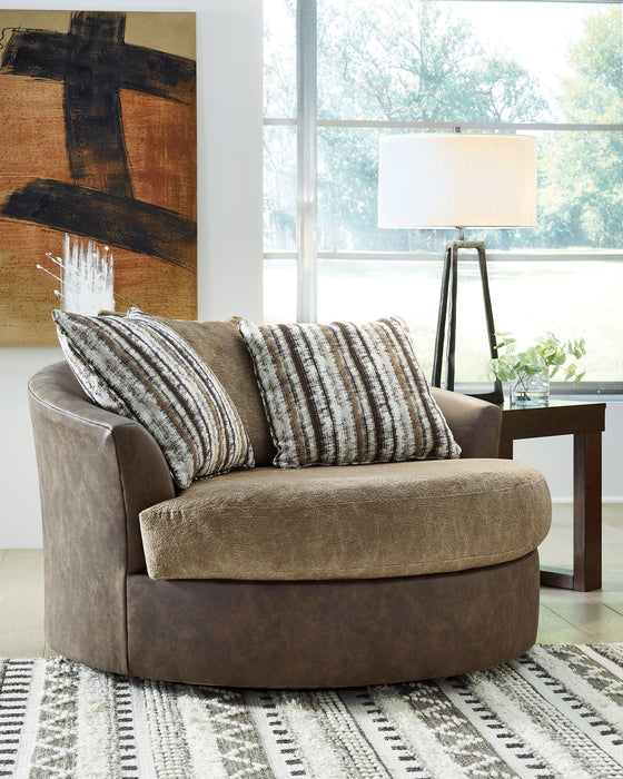 Alesbury - Chocolate - Oversized Swivel Accent Chair - Premium Swivel Chairs from Signature Design by Ashley® - Just $818! Shop now at Furniture Wholesale Plus  We are the best furniture store in Nashville, Hendersonville, Goodlettsville, Madison, Antioch, Mount Juliet, Lebanon, Gallatin, Springfield, Murfreesboro, Franklin, Brentwood