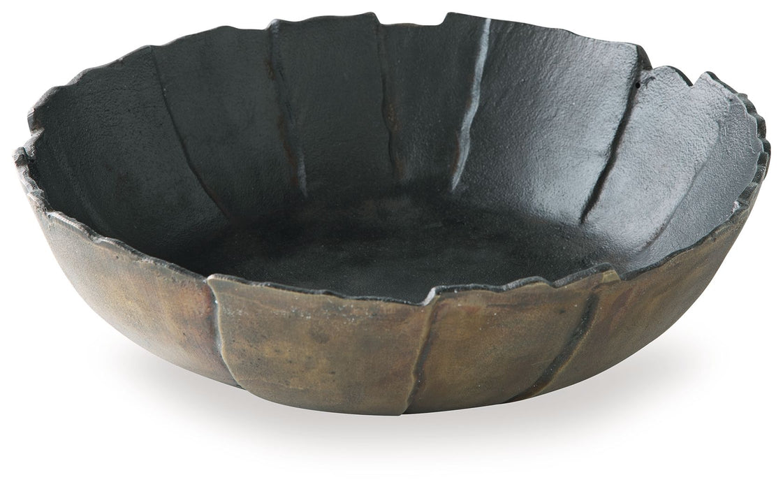 Aidman - Bowl - Black / Antique Gold Finish – Plates & Bowls by Signature Design by Ashley® at Furniture Wholesale Plus , Nashville furniture store