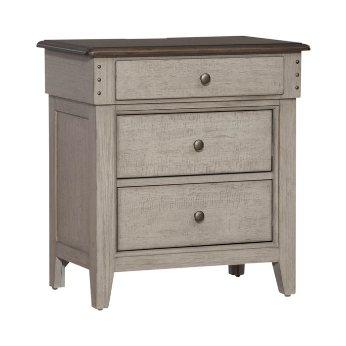 Ivy Hollow - 3 Drawer Nightstand With Charging Station - Weathered Linen / Dusty Taupe – Nightstands w/ Charging Stations by Liberty Furniture at Furniture Wholesale Plus , Nashville furniture store