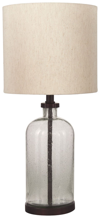 Bandile - Clear / Bronze Finish - Glass Table Lamp - Premium Table Lamps from Signature Design by Ashley® - Just $68! Shop now at Furniture Wholesale Plus  We are the best furniture store in Nashville, Hendersonville, Goodlettsville, Madison, Antioch, Mount Juliet, Lebanon, Gallatin, Springfield, Murfreesboro, Franklin, Brentwood