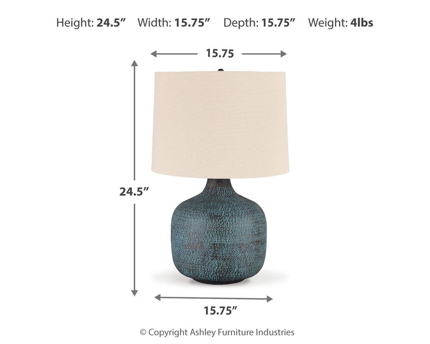 Malthace - Metal Table Lamp  - Patina – Table Lamps by Signature Design by Ashley® at Furniture Wholesale Plus , Nashville furniture store