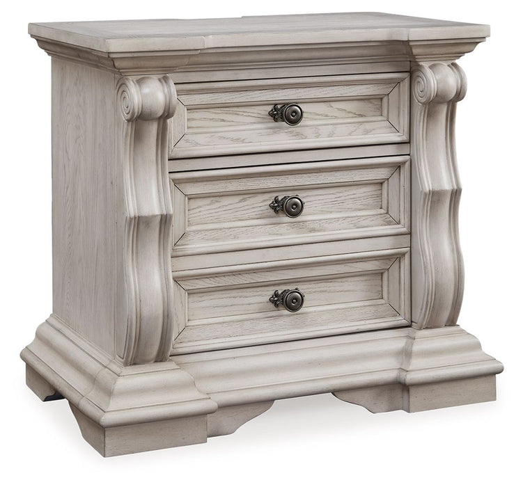 Bruchandi - Three Drawer Night Stand - Antique White – Nightstands w/ Charging Stations by Signature Design by Ashley® at Furniture Wholesale Plus , Nashville furniture store
