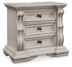 Bruchandi - Three Drawer Night Stand - Antique White – Nightstands w/ Charging Stations by Signature Design by Ashley® at Furniture Wholesale Plus , Nashville furniture store