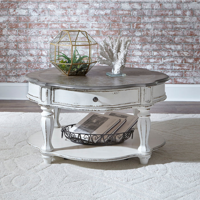 Magnolia Manor - Round Cocktail Table – Cocktail Tables by Liberty Furniture at Furniture Wholesale Plus , Nashville furniture store