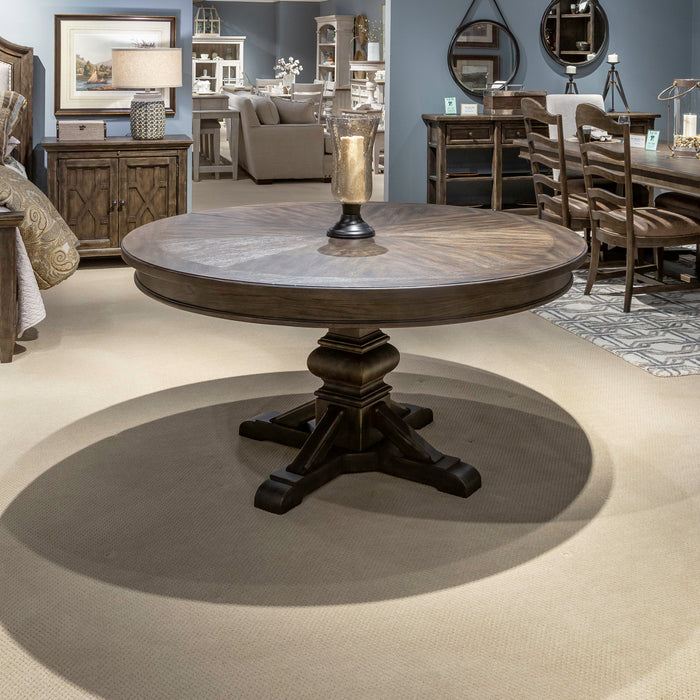 Paradise Valley - Pedestal Table - Saddle Brown – Dining Tables by Liberty Furniture at Furniture Wholesale Plus , Nashville furniture store