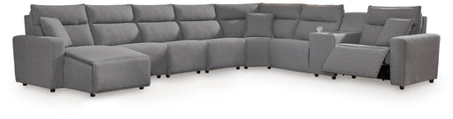 Modmax II - 8-Piece Power Reclining Sectional With LAF Press Back Power Chaise And Console - Salt And Pepper – Reclining Sectionals by Signature Design by Ashley® at Furniture Wholesale Plus , Nashville furniture store