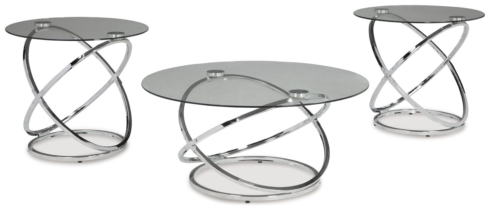 Hollynyx - Occasional Table Set (Set of 3) - Chrome Finish – Table Sets by Signature Design by Ashley® at Furniture Wholesale Plus , Nashville furniture store