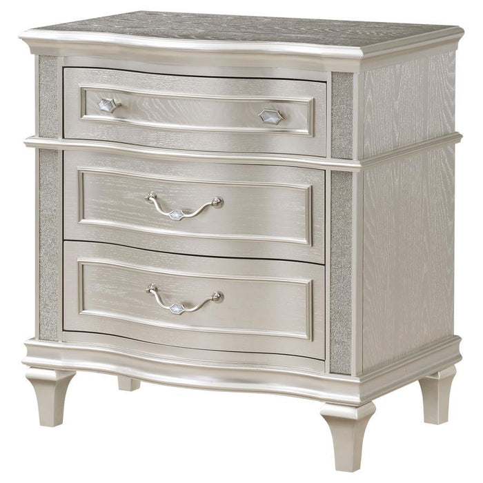 Evangeline - 3-Drawer Nightstand - Silver Oak – Nightstands w/ Charging Stations by CoasterElevations at Furniture Wholesale Plus , Nashville furniture store