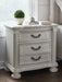 Montelaine - Three Drawer Night Stand - Antique White – Accent Nightstands by Benchcraft® at Furniture Wholesale Plus , Nashville furniture store