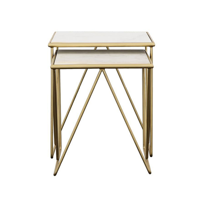 Bette - 2 Piece Marble Top Nesting Table Set - White And Gold – Nesting Tables by CoasterEssence at Furniture Wholesale Plus , Nashville furniture store