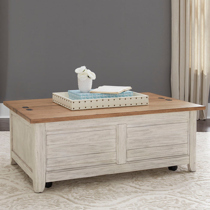 Farmhouse Reimagined - Storage Trunk - Antique White / Chestnut Tops – Storage Trunks by Liberty Furniture at Furniture Wholesale Plus , Nashville furniture store