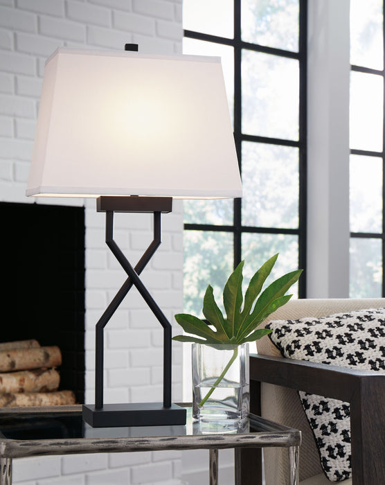 Brookthrone - Black - Metal Table Lamp (Set of 2) - Premium Table Lamps from Signature Design by Ashley® - Just $138! Shop now at Furniture Wholesale Plus  We are the best furniture store in Nashville, Hendersonville, Goodlettsville, Madison, Antioch, Mount Juliet, Lebanon, Gallatin, Springfield, Murfreesboro, Franklin, Brentwood