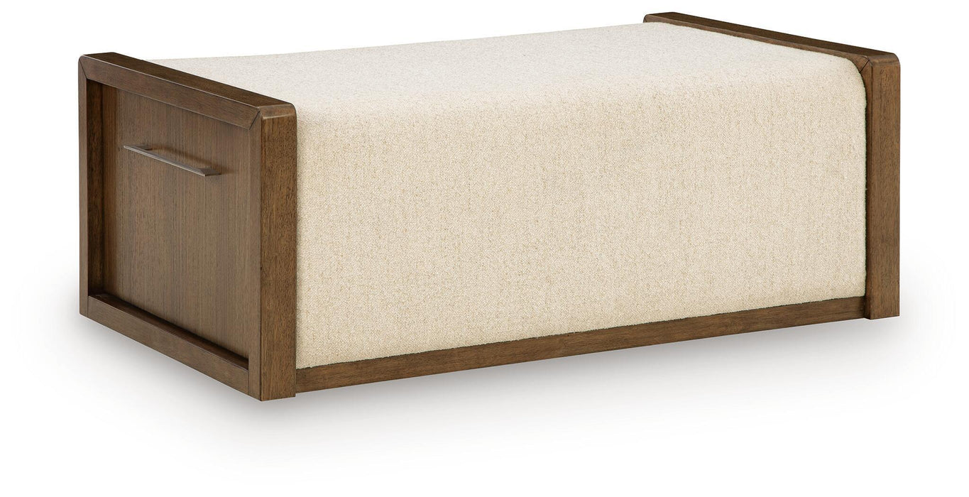 Marxmore - Upholstered Ottoman With Storage - Brown – Storage Ottomans by Signature Design by Ashley® at Furniture Wholesale Plus , Nashville furniture store