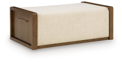 Marxmore - Upholstered Ottoman With Storage - Brown – Storage Ottomans by Signature Design by Ashley® at Furniture Wholesale Plus , Nashville furniture store