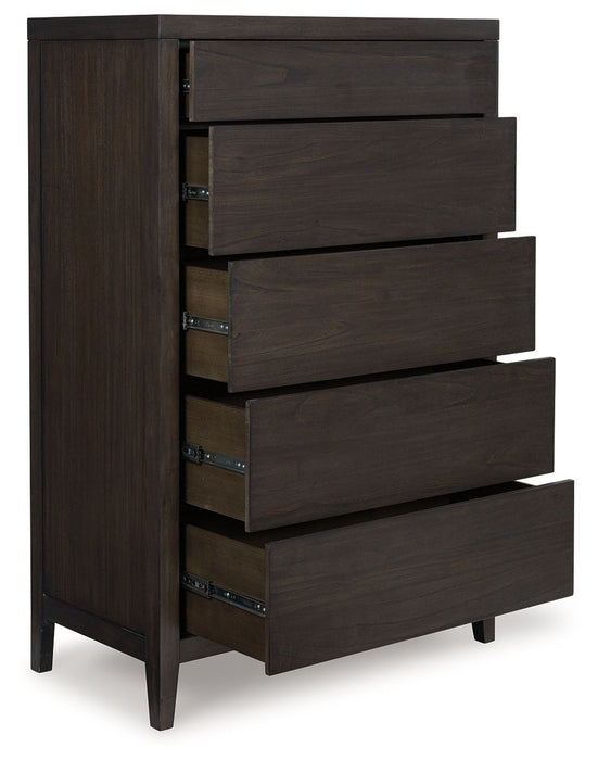 Westonfort - Five Drawer Chest - Espresso – Accent Chests by Ashley® at Furniture Wholesale Plus , Nashville furniture store