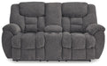 Foreside - Dbl Reclining Loveseat with Console - Charcoal – Reclining Loveseats by Signature Design by Ashley® at Furniture Wholesale Plus , Nashville furniture store