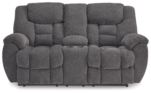 Foreside - Dbl Reclining Loveseat with Console - Charcoal – Reclining Loveseats by Signature Design by Ashley® at Furniture Wholesale Plus , Nashville furniture store