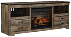 Trinell - 63" TV Stand With Glass/Stone Fireplace Insert - Brown – Fireplace TV Stands by Signature Design by Ashley® at Furniture Wholesale Plus , Nashville furniture store