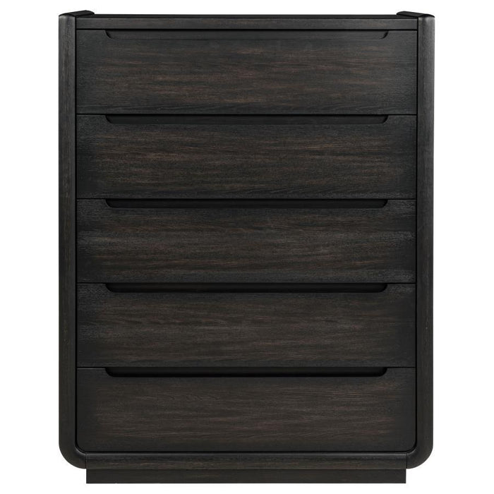 Leandro - 5-Drawer Bedroom Chest Of Drawers - Burnished Black – Accent Chests by Coaster Fine Furniture at Furniture Wholesale Plus , Nashville furniture store