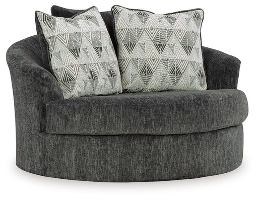Biddeford - Shadow - Oversized Swivel Accent Chair - Premium Swivel Chairs from Signature Design by Ashley® - Just $748! Shop now at Furniture Wholesale Plus  We are the best furniture store in Nashville, Hendersonville, Goodlettsville, Madison, Antioch, Mount Juliet, Lebanon, Gallatin, Springfield, Murfreesboro, Franklin, Brentwood