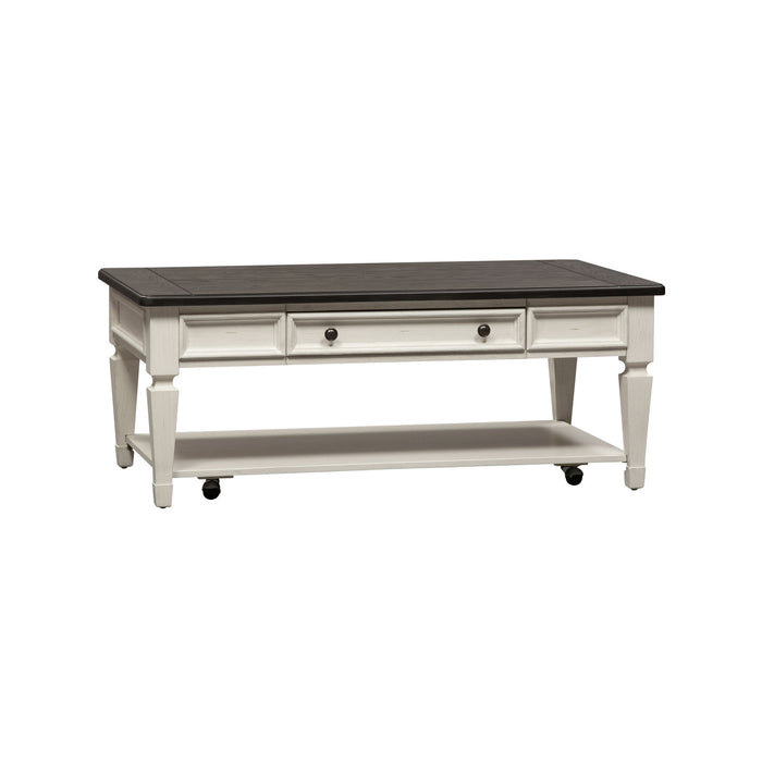 Allyson Park - Rectangular Cocktail Table - Wirebrushed White / Charcoal – Cocktail Tables by Liberty Furniture at Furniture Wholesale Plus , Nashville furniture store