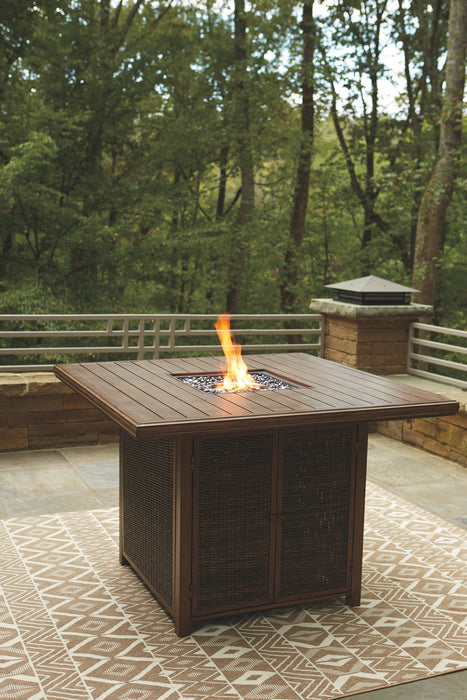 Paradise Trail - Outdoor Fire Pit Table Set – 7 Piece Outdoor Sets by Signature Design by Ashley® at Furniture Wholesale Plus , Nashville furniture store