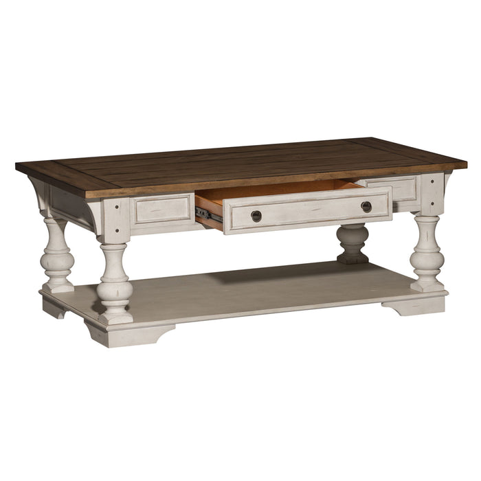 Morgan Creek - Cocktail Table - Antique White / Wirebrushed Tobacco Accents – Cocktail Tables by Liberty Furniture at Furniture Wholesale Plus , Nashville furniture store
