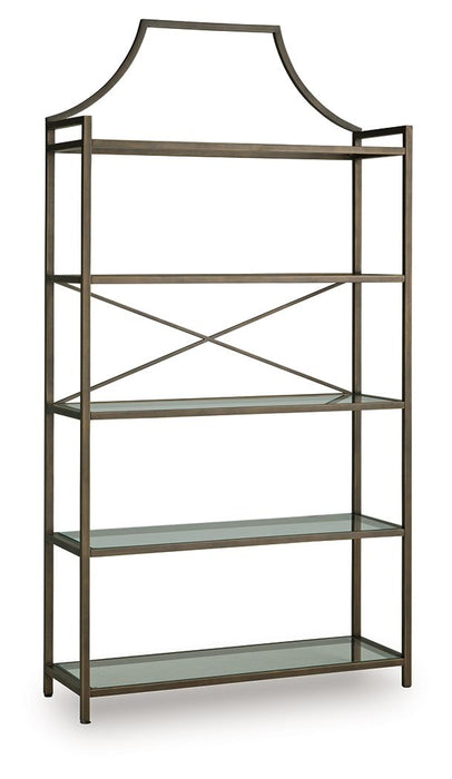 Bernonly - Bookcase - Antique Bronze Finish – Etageres by Signature Design by Ashley® at Furniture Wholesale Plus , Nashville furniture store