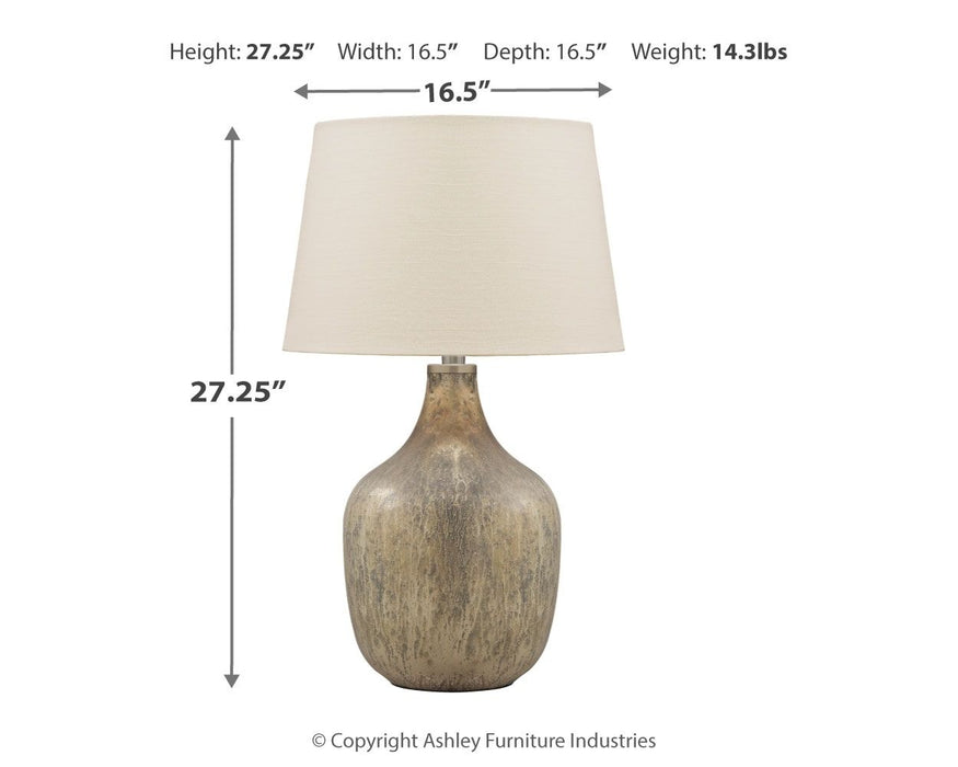 Mari - Gray / Gold Finish - Glass Table Lamp - Premium Table Lamps from Signature Design by Ashley® - Just $148! Shop now at Furniture Wholesale Plus  We are the best furniture store in Nashville, Hendersonville, Goodlettsville, Madison, Antioch, Mount Juliet, Lebanon, Gallatin, Springfield, Murfreesboro, Franklin, Brentwood