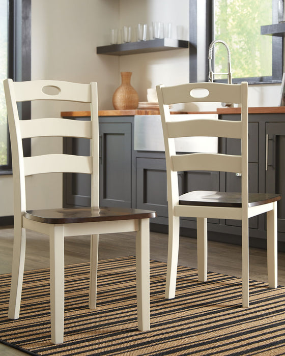 Woodanville - Dining Room Side Chair (Set of 2) - Cream / Brown – Chair Sets by Signature Design by Ashley® at Furniture Wholesale Plus , Nashville furniture store