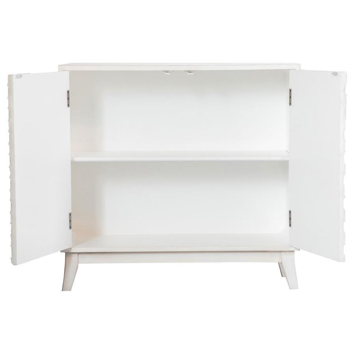 Gambon - 2 Door Wood Honeycomb Pattern Accent Cabinet - White – Accent Cabinets by CoasterElevations at Furniture Wholesale Plus , Nashville furniture store