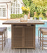 Walton Bridge - 5 Pc. - Square Bar Table W/Fire Pit, 4 Barstools - Driftwood – 5 Piece Outdoor Sets by Signature Design by Ashley® at Furniture Wholesale Plus , Nashville furniture store