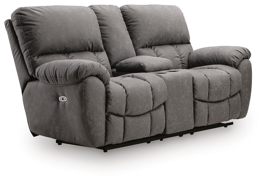 Bakerstein - Power Reclining Loveseat/Console/Adjustable Headrest - Galaxy – Reclining Loveseats by Signature Design by Ashley® at Furniture Wholesale Plus , Nashville furniture store