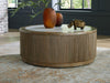 Camdill - Round Cocktail Table - Light Brown / White – Coffee Tables by Signature Design by Ashley® at Furniture Wholesale Plus , Nashville furniture store