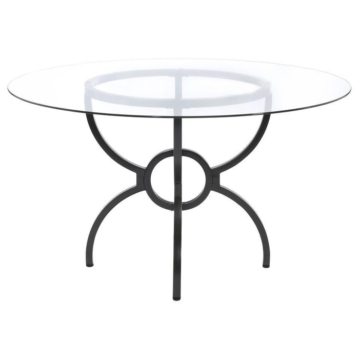 Aviano - Round Glass Top Metal Dining Table - Gunmetal – Dining Tables by Coaster Fine Furniture at Furniture Wholesale Plus , Nashville furniture store