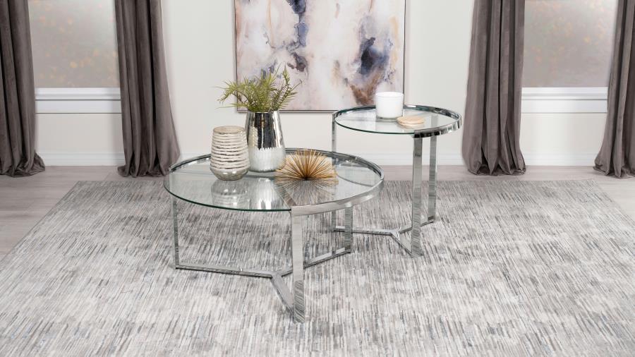 Delia - 2 Piece Round Glass Top Nesting Coffee Table – Nesting Tables by Coaster Fine Furniture at Furniture Wholesale Plus , Nashville furniture store