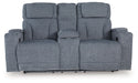 Studio Cave - Power Reclining Loveseat with Console - Steel – Reclining Loveseats by Signature Design by Ashley® at Furniture Wholesale Plus , Nashville furniture store