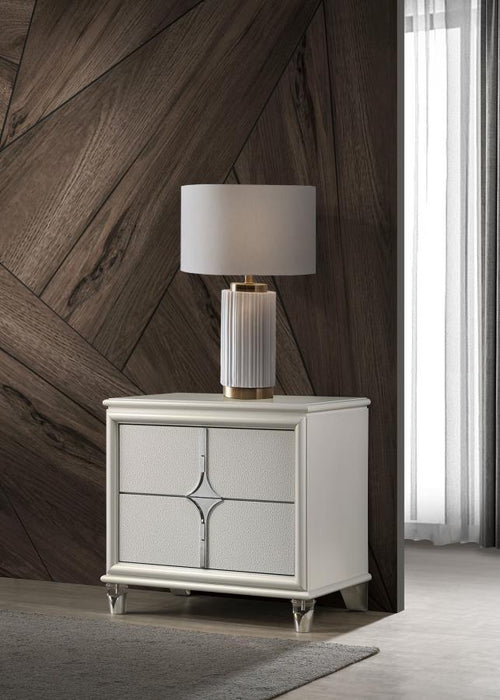 Olivia - 2-Drawer Nightstand Bedside Table - Pearl White – Accent Nightstands by Coaster Fine Furniture at Furniture Wholesale Plus , Nashville furniture store