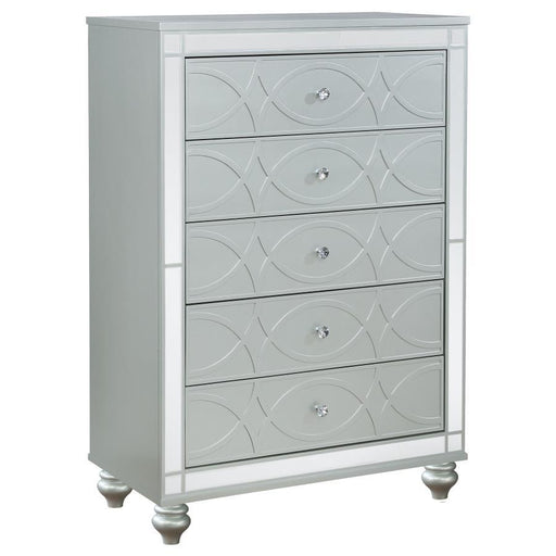 Gunnison - 5-Drawer Bedroom Chest - Silver Metallic - Premium Accent Chests from CoasterEssence - Just $649! Shop now at Furniture Wholesale Plus  We are the best furniture store in Nashville, Hendersonville, Goodlettsville, Madison, Antioch, Mount Juliet, Lebanon, Gallatin, Springfield, Murfreesboro, Franklin, Brentwood