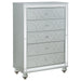 Gunnison - 5-Drawer Bedroom Chest - Silver Metallic – Accent Chests by CoasterEssence at Furniture Wholesale Plus , Nashville furniture store