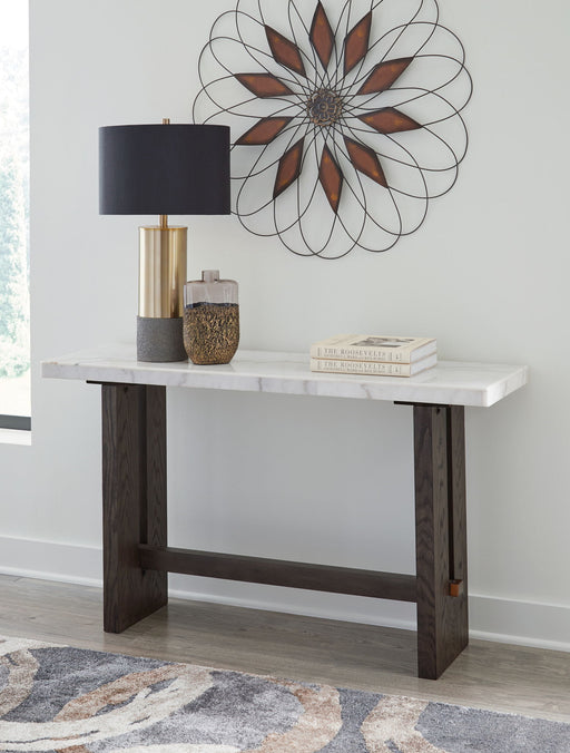 Burkhaus - Sofa Table - White / Dark Brown – Sofa Tables by Signature Design by Ashley® at Furniture Wholesale Plus , Nashville furniture store
