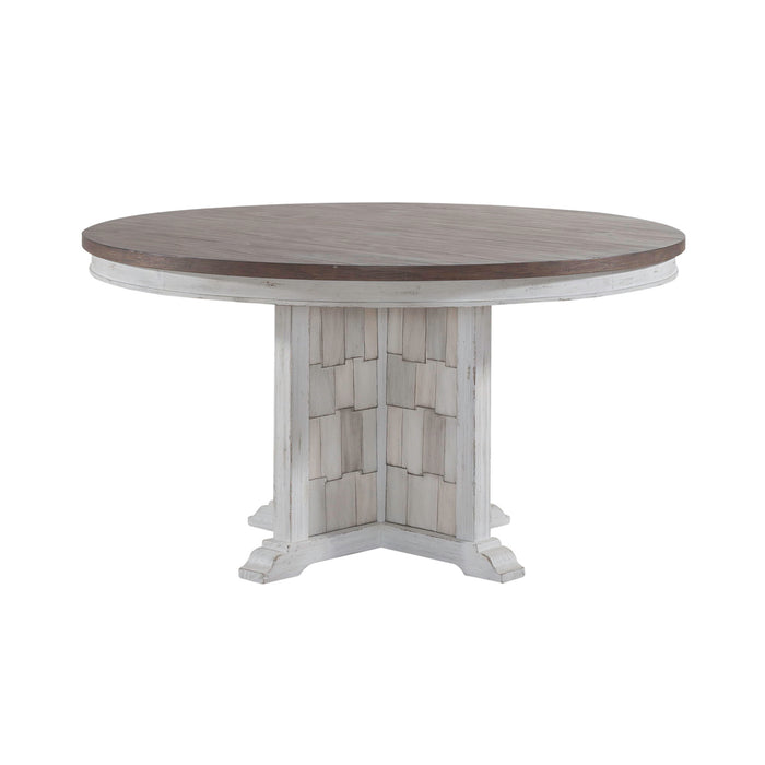 River Place - Pedestal Table - Riverstone White & Tobacco – Dining Tables by Liberty Furniture at Furniture Wholesale Plus , Nashville furniture store