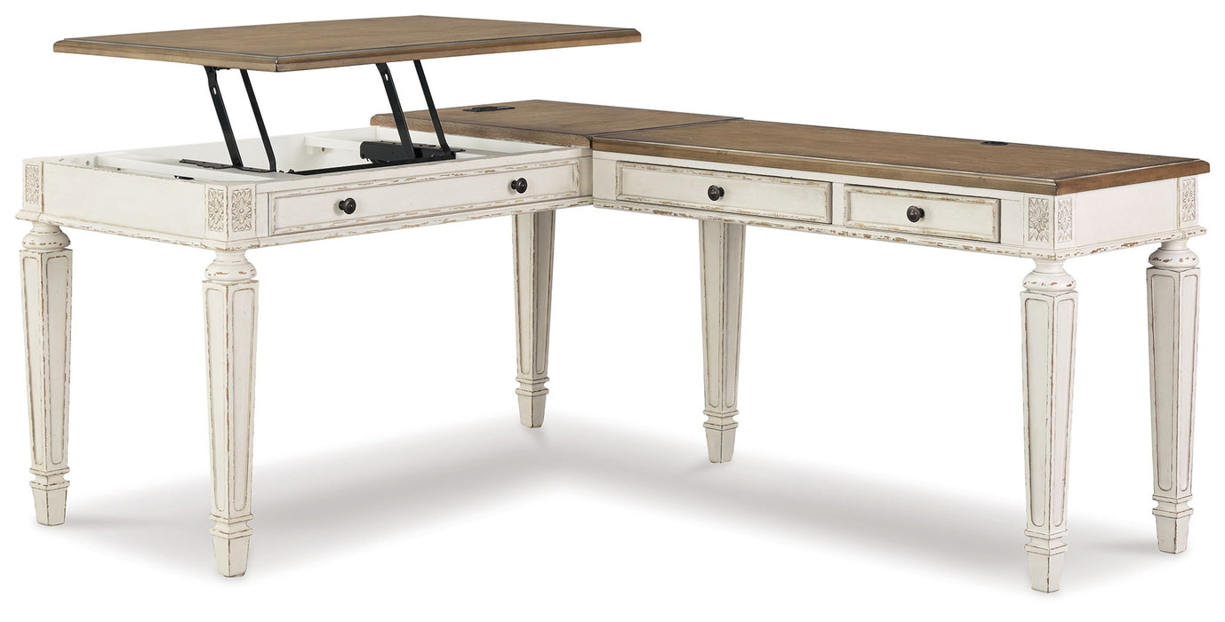 Realyn - L Shaped Desk With Lift Top - White / Brown – Lift Top Desks by Signature Design by Ashley® at Furniture Wholesale Plus , Nashville furniture store