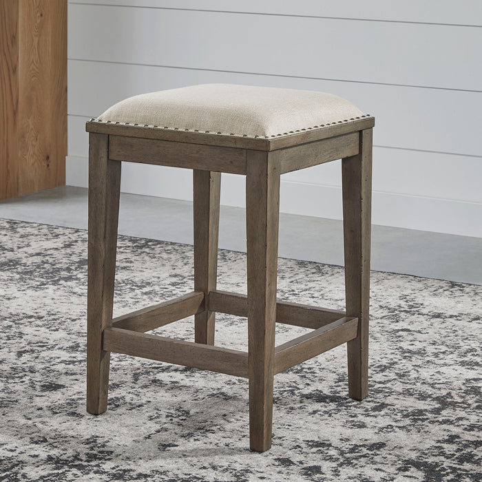 Americana Farmhouse - Upholstered Console Stool - Dusty Taupe – Counter Height (24"-27") by Liberty Furniture at Furniture Wholesale Plus , Nashville furniture store