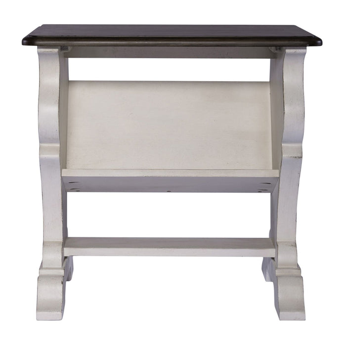 Abbey Road - Library Chair Side Table - Porcelain White / Churchill Brown – Chair Side Tables by Liberty Furniture at Furniture Wholesale Plus , Nashville furniture store