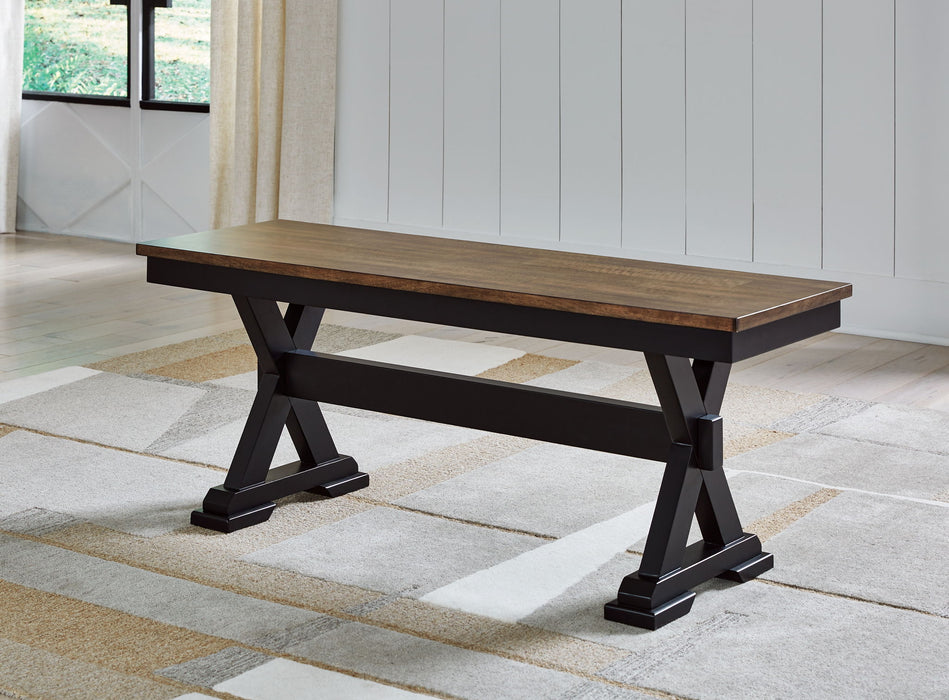Wildenauer - Large Dining Room Bench - Brown / Black – Dining Benches by Signature Design by Ashley® at Furniture Wholesale Plus , Nashville furniture store